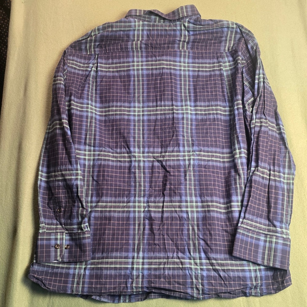 Tommy Bahama Mens 2XLB Big Silk Blend Plaid Long Sleeve Button Down Shirt Navy - Picture 9 of 11